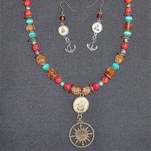 Nautical Compass Ship Handmade Jewelry Set